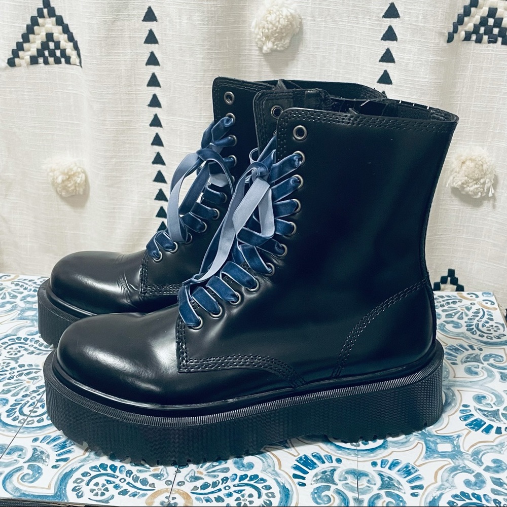 Jeffrey Campbell Sopas Lugged Platform Leather Combat Boot Black Size 8.5 - Picture 8 of 15